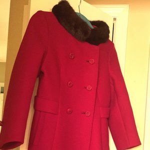 Vintage Rasberry Coat w/Mink Collar